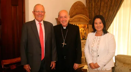 Cardenal Cipriani recibiu00f3 en su casa al Presidente del Peru00fa y Keiko Fujimori