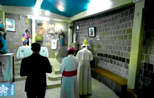 El Papa Francisco reza ante la tumba de la beata Rasoamanarivo. Foto: Captura YouTube 