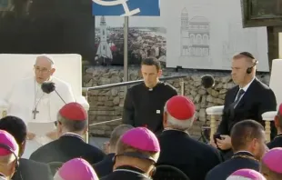 Papa Francisco en encuentro con comunidad judía en Eslovaquia. Crédito: Captura de video / Vatican Media. 