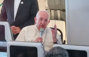 El Papa Francisco durante la rueda de prensa. Crédito: Alexei Gotovskiy (ACI) 