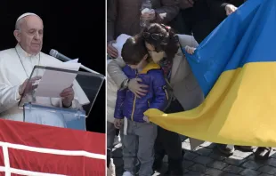 Papa Francisco en el Ángelus / Fieles de Ucrania. Fotos: Vatican Media 