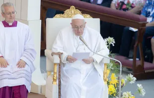 El Papa Francisco en la Misa del Encuentro Mundial de las Familias, el 25 de junio de 2022. Daniel Ibáñez / ACI Prensa 