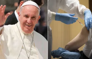 Papa Francisco. Foto: Daniel Ibáñez / ACI Prensa. Vacunas. Foto: Vatican Media 