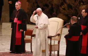 El Papa Francisco en la audiencia general de hoy en el Aula Pablo VI. Foto: Daniel Ibáñez (ACI Prensa) 