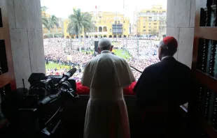 Papa Francisco antes del rezo del Ángelus en Lima. Foto: G Pinedo / Arzobispado de Lima. 