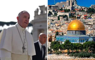 El Papa Francisco y la ciudad vieja de Jerusalén. Foto: ACI Prensa 