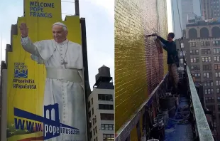 El gigantesco mural del Papa Francisco en Nueva York. Foto: Van Hecht-Nielsen 