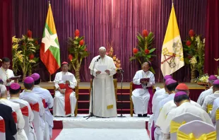 El Papa Francisco pronuncia su discurso ante los Obispos de Myanmar. Foto: L'Osservatore Romano 