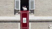 El Papa Francisco saluda desde el Palacio Apostólico. Foto: Vatican Media