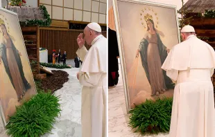 El Papa Francisco junto al cuadro de la Virgen del Milagro / L'Osservatore Romano  