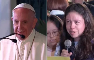 El Papa Francisco y Lina María / Foto: Captura Twitter El Papa en Colombia 