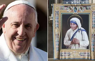 Papa Francisco. Cuadro de Madre Teresa. Fotos: Daniel Ibáñez / ACI Prensa 
