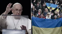 Papa Francisco en el Ángelus / Fieles de Ucrania. Fotos: Vatican Media