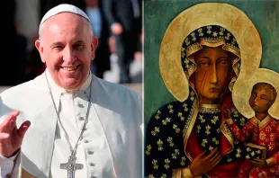 El Papa Francisco y la Virgen de Czestochowa. Fotos: Bohumil Petrik (ACI Prensa) / Wikipedia 