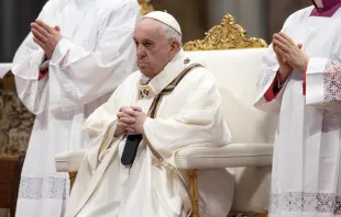 Papa Francisco en la Misa Crismal del Jueves Santo 2022. Foto: Daniel Ibáñez / ACI Prensa 