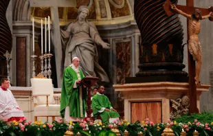 El Papa pronuncia la homilía. Foto: Daniel Ibáñez / ACI Prensa 