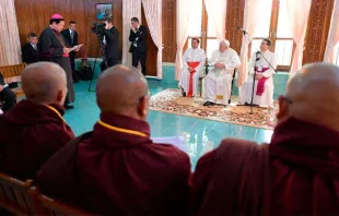 El Papa Francisco con los líderes religiosos en Myanmar. Foto: L'Osservatore Romano 