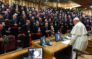 El Papa Francisco inaugura la 77ª  Asamblea General de la CEI. Crédito: Vatican Media 