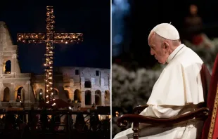 Papa Francisco en el Vía Crucis del Coliseo en 2018. Foto: Daniel Ibáñez / ACI Prensa 