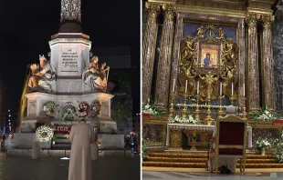 Papa Francisco en Plaza España y en Santa María la Mayor. Foto: Captura Vatican Media 