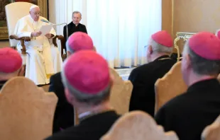 El Papa Francisco en audiencia con obispos de Europa. Crédito: Vatican Media 