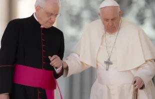 El Papa Francisco camina con bastón. Crédito: Daniel Ibáñez/ACI Prensa 