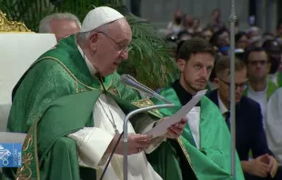 El Papa Francisco en la Misa de este martes. Crédito: Captura Vatican Media 
