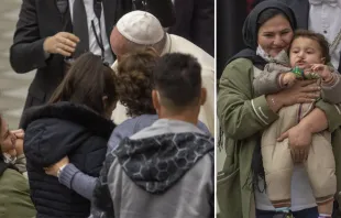 Papa Francisco saluda en el Vaticano a refugiados de Afganistán. Foto: Pablo Esparza / ACI Prensa 