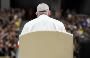 El Papa Francisco durante la Audiencia general. Crédito: Vatican Media. 