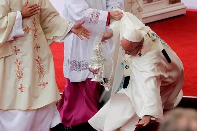 VIDEO: Aparatosa caída en Czestochowa no detuvo al Papa Francisco