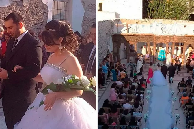 [FOTOS] Matrimonio de jóvenes sirios en iglesia en ruinas conmueve las redes 