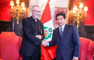 Pedro Castillo se reúne con el Secretario de Estado de la Santa Sede, Pietro Parolin, el 21 de septiembre de 2022. Crédito: Presidencia del Perú 