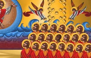 Pintura que representa el martirio de los 21 cristianos coptos elaborada por Tony Rezk / Difusión Tony Rezk 