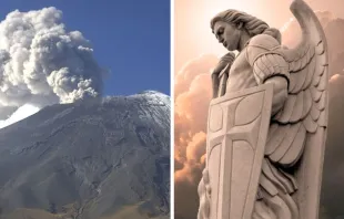 Volcán Popocatépetl este 25 de mayo. Crédito: CENAPRED / Fragmento del afiche oficial de “San Miguel: Conoce al Arcángel”. 