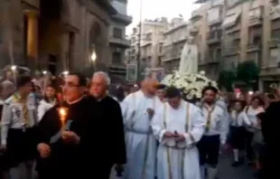 Procesión en Alepo con imagen de la Virgen de Fátima / Captura Video Facebook 