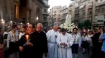 Procesión en Alepo con imagen de la Virgen de Fátima / Captura Video Facebook
