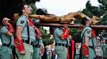 Procesión del Cristo de la Buena Muerte, con los veteranos de la Legión Española. Foto: Facebook de P. Custodio Ballester.