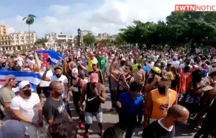 Protestas en Cuba. Crédito: EWTN Noticias (Captura de video) 