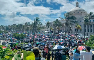 Plantón contra la ideología de género frente al Capitolio de Puerto Rico, 14/08/21/ Crédito: Twitter de Wilfredo Diaz Rosado 