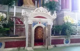 El sagrario profanado de la Catedral de San José de Mayo. Foto: diócesis de San José de Mayo 