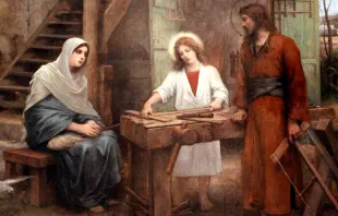 San José enseñándole a Jesús el oficio de carpintero | Crédito: Dominio Público null