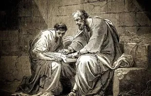 San Pablo, encarcelado, termina la carta a los Efesios y se la entrega a Tíquico | Crédito: Obra de Gustave Doré 