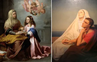 Pintura de Murillo de Santa Ana y la Virgen María. Dominio público. / Santa Mónica y San Agustín. Wikipedia - Dominio público 