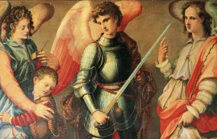 Los tres arcángeles Rafael, Miguel, y Gabriel. Pintura por Michele Tosini. Crédito: Dominio público 