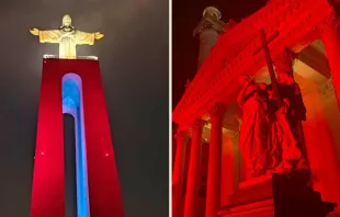 Monumentos iluminados de rojo durante la Semana Roja 2022. Crédito: ACN 