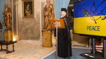 Sviatoslav Shevchuk durante la conferencia en Roma. Crédito: Secretaría en Roma del Arzobispo 