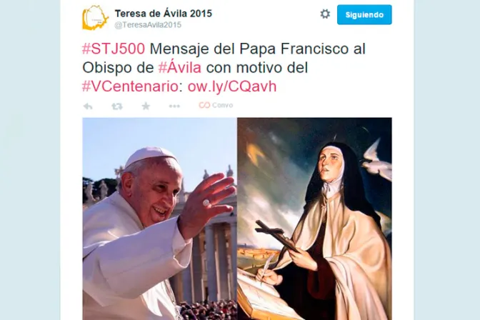 Redes sociales: Felicita a Santa Teresa de Ávila por su V centenario