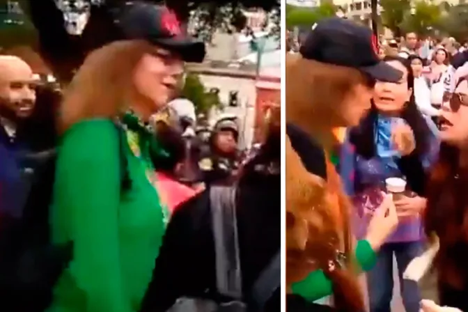 Transexual agrede a mujer provida durante manifestación feminista