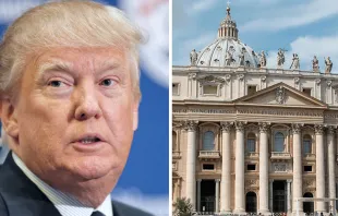 Presidente de los Estados Unidos, Donald Trump, y la fachada de la Basílica de San Pedro en el Vaticano  