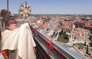 El  Arzobispo de Valladolid, Mons. Luis Arguello, bendice la diócesis desde la torre de la Catedral. Crédito: Archidiócesis de Valladolid / Pablo Requejo 